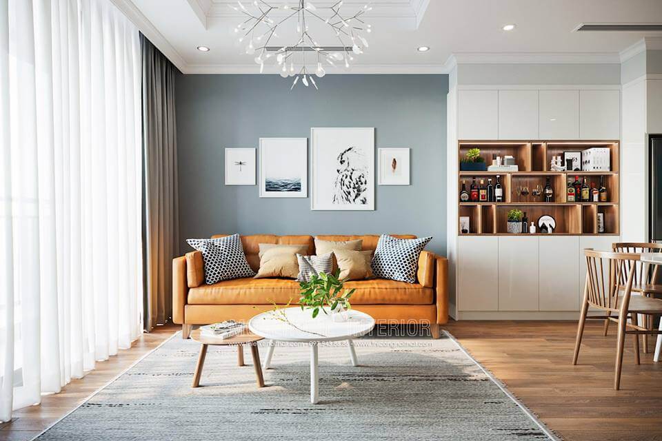 Nội thất phòng khách chung cư thiết kế đẹp mắt và ấn tượng với đồ nội thất đơn giản nhưng tinh tế Bố trí nội thất phòng khách ấn tượng