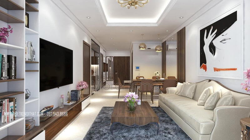 Thiết kế nội thất phòng khách chung cư với phong cách hiện đại trang nhã Bố trí nội thất phòng khách ấn tượng