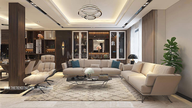 Thiết kế nội thất phòng khách phong cách hiện đại tại nhà phố MAISON DU PARK Các ý tưởng thiết kế phòng khách sang trọng và cao cấp