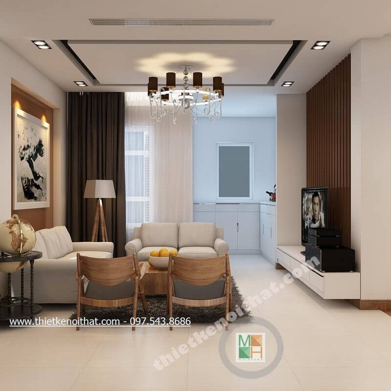 Thiết kế nội thất phòng khách hiện đại với tone màu trắng chủ đạo mang đến không gian tươi mới và sang trọng Xem ngay các mẫu bố trí phòng khách đẹp đẳng cấp