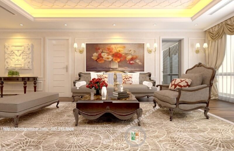 Thiết kế nội thất phòng khách chung cư ấn tượng với tone màu vàng nhẹ nhàng, tinh tế BST thiết kế phòng khách phong cách đa dạng