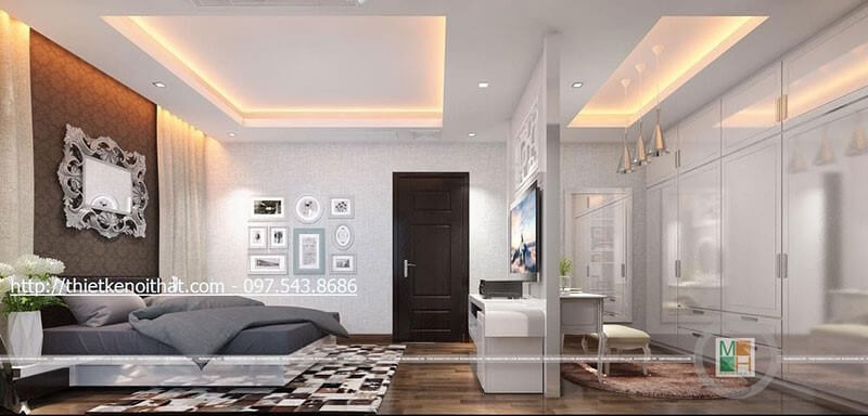 Hình ảnh mẫu thiết kế nội thất phòng ngủ biệt thự hiện đại, sang trọng