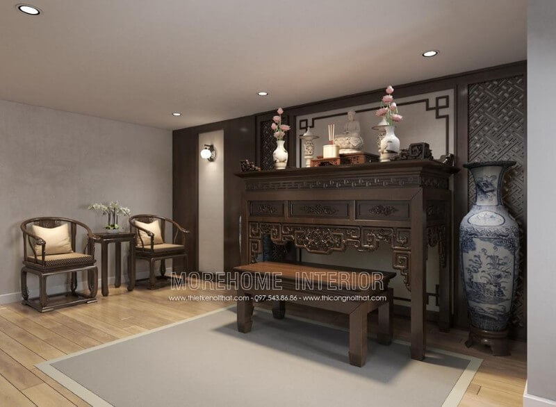Thiết kế bàn thờ hiện đại tại biệt thự Vinhomes Imperia Hải Phòng cao cấp Bàn thờ biệt thự