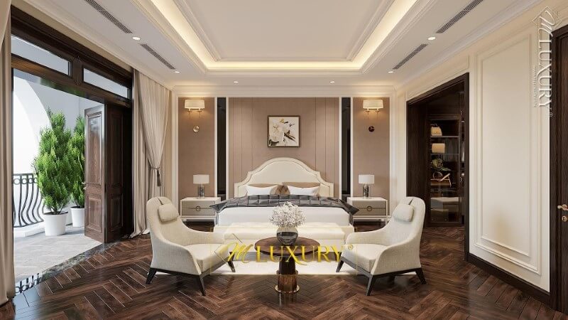 Thiết kế không gian nội thất phòng ngủ đẹp cho biệt thự cao cấp Thiết kế nội ngoại thất biệt thự Hà Tĩnh