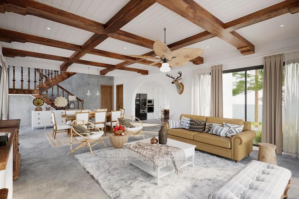 Trang trí phòng khách biệt thự với bộ bàn ghế sofa bọc da, bọc nỉ đẹp Lựa chọn mẫu thiết kế phòng khách độc đáo