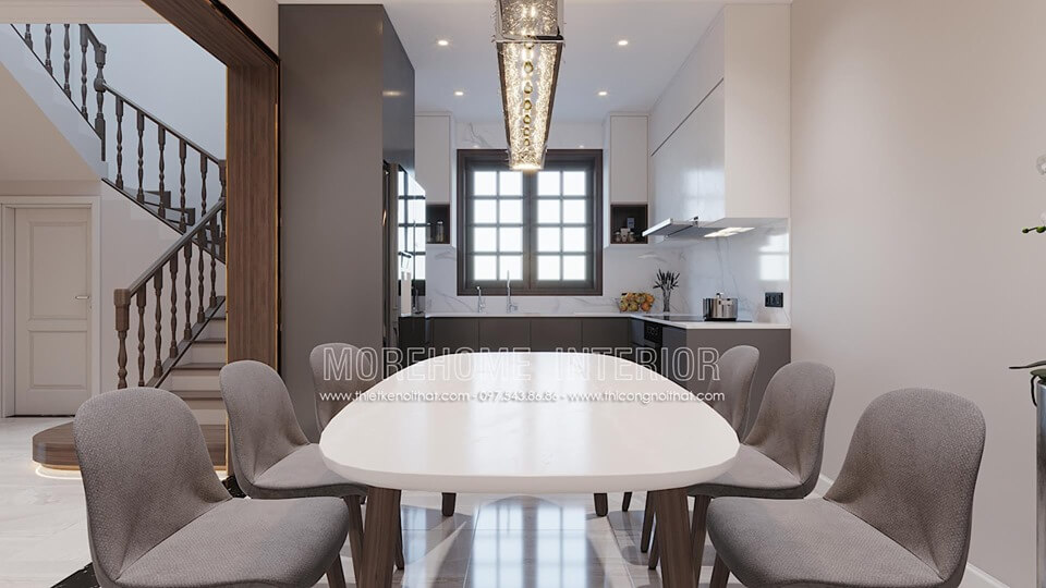 Thiết kế nội thất phòng ăn đơn giản nhẹ nhàng nhưng không kém phần sang trọng Thiết kế chung cư