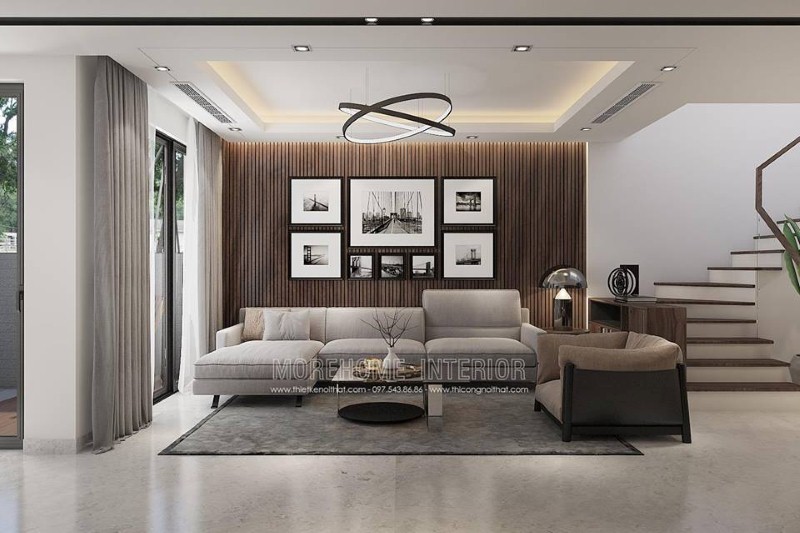 Sofa góc chữ L màu trắng đẹp cho không gian phòng khách hiện đại Thiết kế phòng khách đẹp