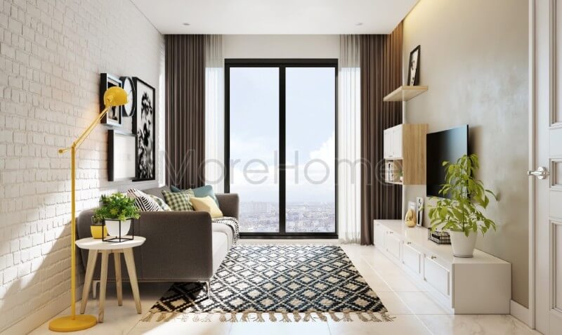 Với 2 gam màu chủ đạo trắng và đen được kết hợp hài hòa, khéo léo, không gian phòng khách mang lại sự sang trọng, tinh tế cũng như mang đậm nét tính cách của gia chủ tại căn hộ chung cư này Thiết kế phòng khách hiện đại đẹp