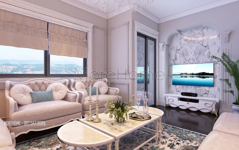 Mang thêm luồng gió mới vào trong các mẫu thiết kế nội thất, kiến trúc sư Morehome đã mang lại cho gia chủ tại chung cư Ruby Tower một không gian nội thất phòng khách độc đáo, mới lạ nhưng không kém phần tiện nghi và sang trọng. “Thiết
