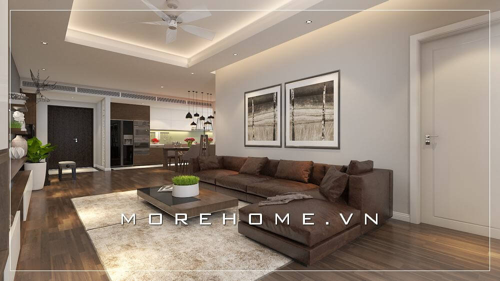 Trang trí nội thất phòng khách nhà phố, nhà biệt thự bằng sofa gỗ óc chó cao cấp Thiết kế phòng khách