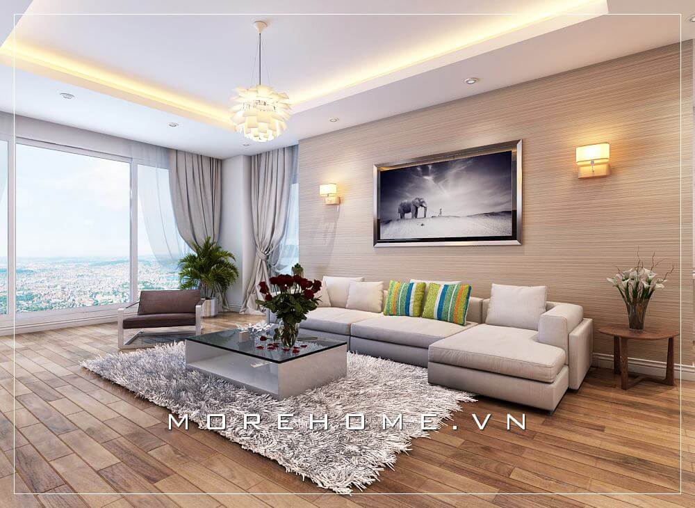 Không gian phòng khách chung cư được thiết kế theo phong cách hiện đại, trẻ trung và sang trọng Thiết kế phòng khách hiện đại đơn giản
