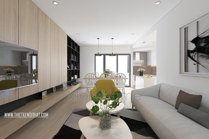 Mẫu thiết kế nội thất chung cư Home City hiện đại nhấn mạnh vào công năng sử dụng và lược bỏ đi mọi chi tiết rườm rà, rối mắt, giúp gia chủ tiết kiệm được diện tích sinh hoạt mà không hề làm mất đi tính công năng của sản phẩm. Thiết kế chung cư