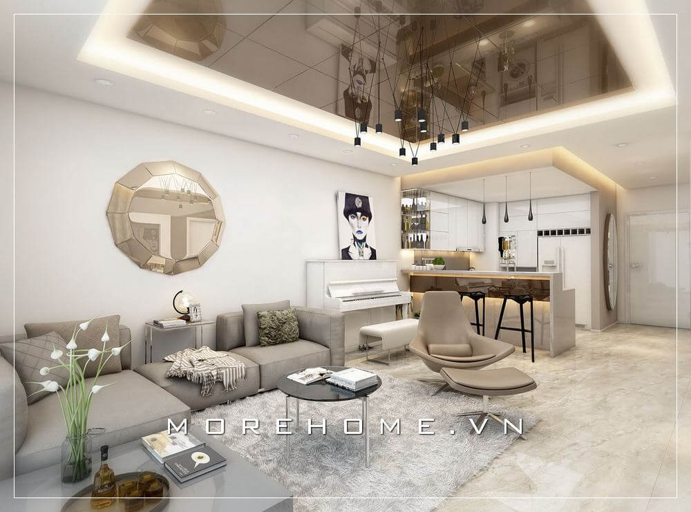 Mẫu thiết kế nội thất chung cư hiện đại này như một giấc mơ kì ảo, khiến người xem bị cuốn vào trước vẻ đẹp đó Thiết kế chung cư