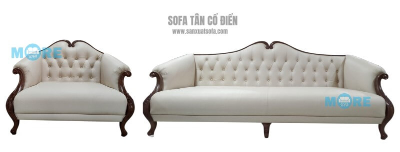 Sofa Tân cổ điển MS-004 gỗ tự nhiên Óc chó, bọc da thật nhập khẩu cao cấp sang trọng tại chung cư D Các mẫu thiết kế sofa phòng khách ấn tượng đa phong cách