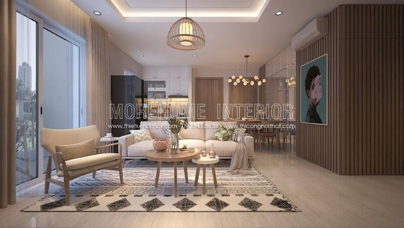 Một chiếc sofa chữ I bằng vải khung gỗ cùng ghế thư giãn khiến phòng khách thêm phần tiện nghi Chiêm ngưỡng những mẫu sofa phòng khách sang trọng nhất