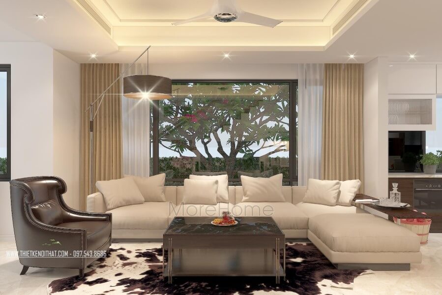 Thiết kếtrang trí nội thất phòng khách với tông màu trung tính thể hiện sự hiện đại và sang trọng Thiết kế nội thất phòng khách màu trung tính nhẹ nhàng và ấm áp