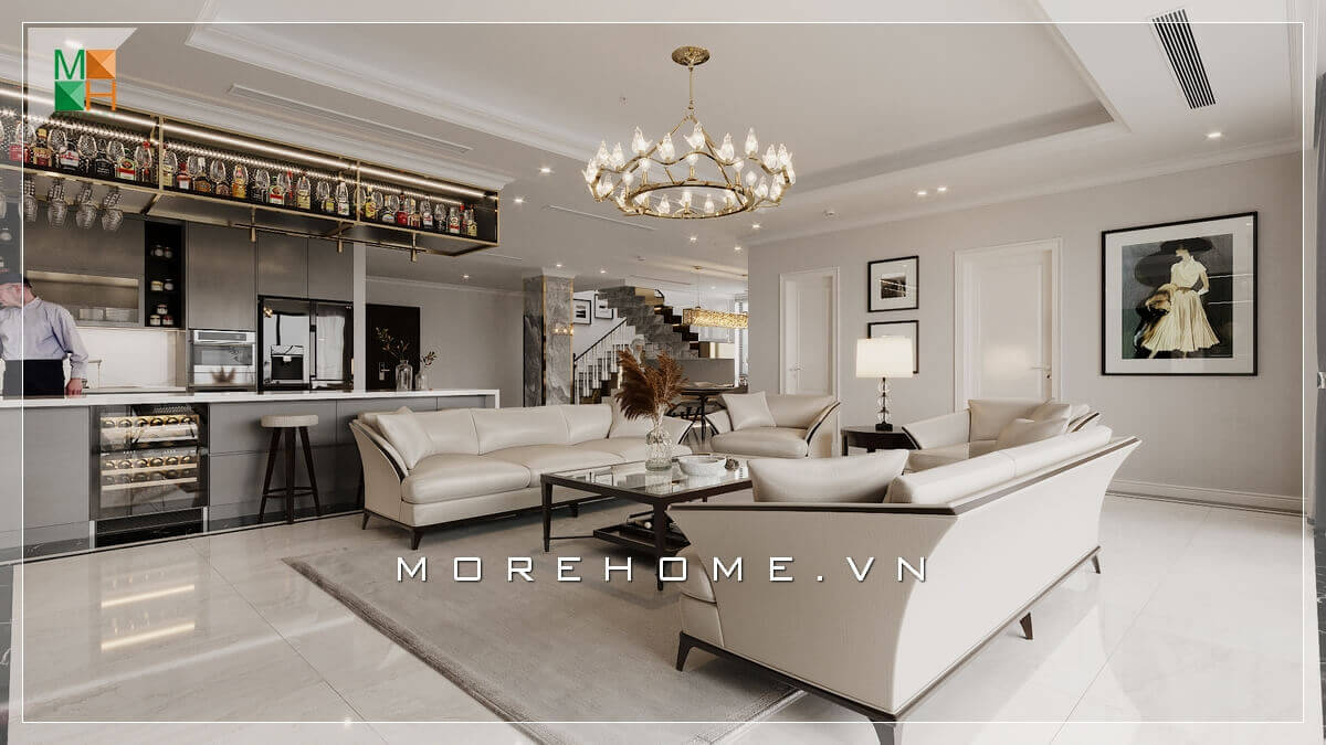Với tone màu trắng chủ đạo thì bộ bàn ghế sofa cao cấp màu trắng là một sự kết hợp hoàn hảo tạo nên một không gian phòng khách sang trọng và tiện nghi, Chia sẻ các mẫu thiết kế sofa phòng khách đẹp