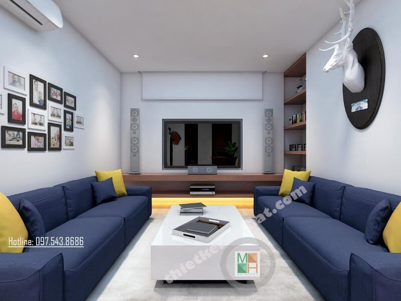 Trang trí nội thất phòng khách đẹp với bộ sofa bọc vải cao cấp Thiết kế phòng khách chung cư
