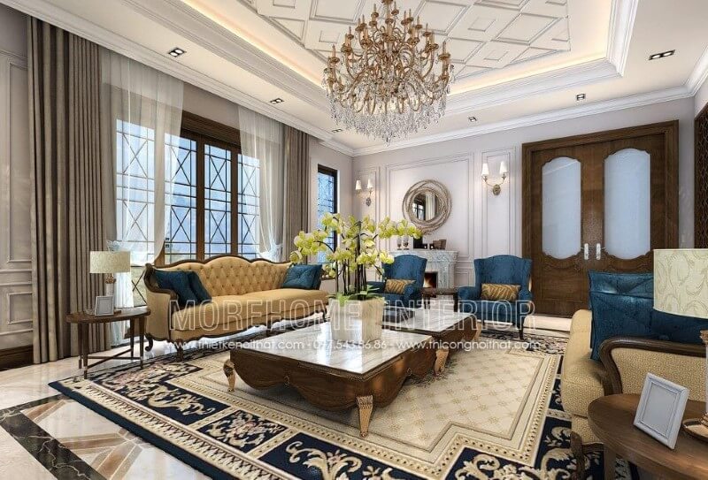 Bàn trà gỗ óc chó phong cách tân cổ điển luôn mang đến sự trang trọng. Nhất là khi được kết hợp với mặt đá tạo nên sự chắc chắn, màu sắc ấn tượng hơn. Bàn trà phòng khách đẹp, độc đáo