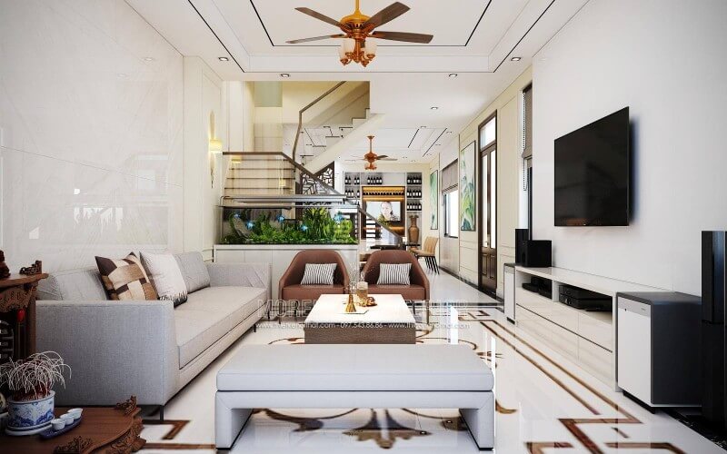 Nội thất sofa bọc vải hiện đại phòng khách với thiết kế đơn giản cho không gian tiếp khách tinh tế Sofa phòng khách hiện đại đẹp