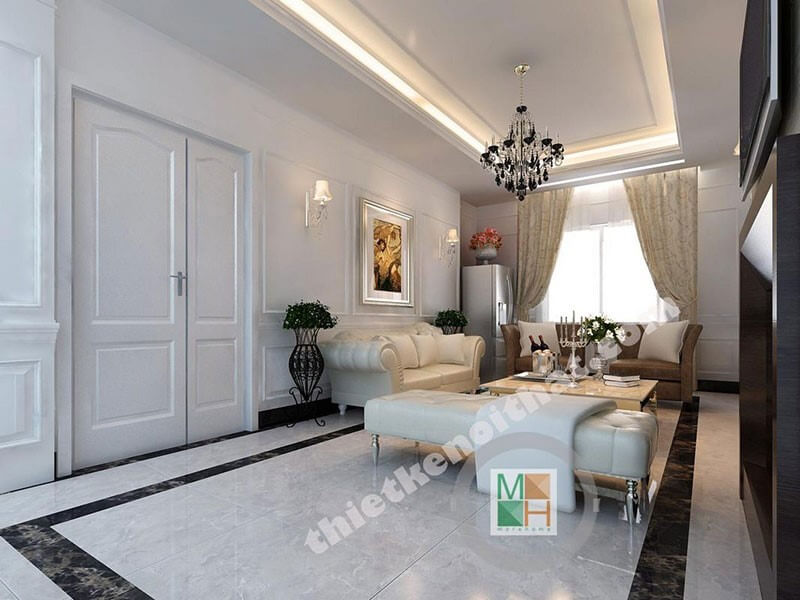 Ấn tượng với mẫu bày trí phòng khách tân cổ điển đẹp