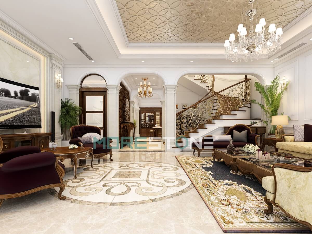 Ấn tượng với mẫu bày trí phòng khách tân cổ điển đẹp