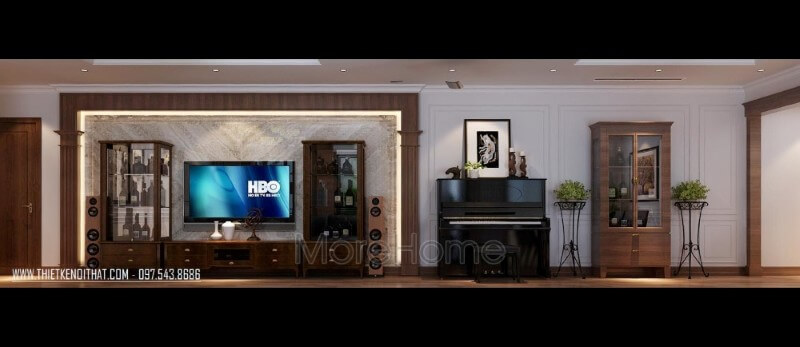 Hệ tủ kệ gỗ {óc chó|tự nhiên} được thết kế không quá cầu kỳ, với cánh tủ là kính cường lực trong suốt giúp tăng tính thẩm mỹ cho căn nhà. Mẫu kệ ti vi phòng khách chung cư bằng gỗ đẹp, ấn tượng