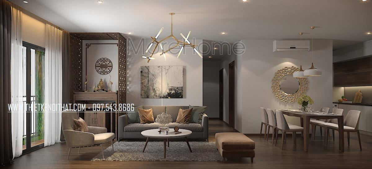 Sofa bọc vài màu ghi xám là điểm nhấn cho phòng khách chung cư Những mẫu thiết kế sofa phòng khách hiện đại nhất