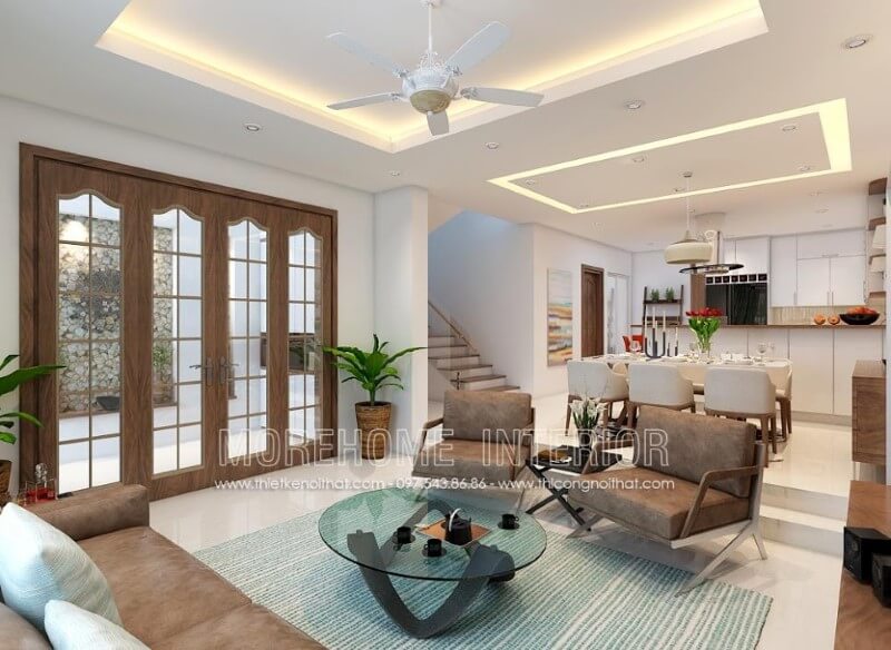 Bàn trà MH-HD008 sử dụng chân gỗ tự nhiên trang trí phòng khách chung cư đơn giản Các ý tưởng thiết kế bàn trà phòng khách đẹp độc đáo