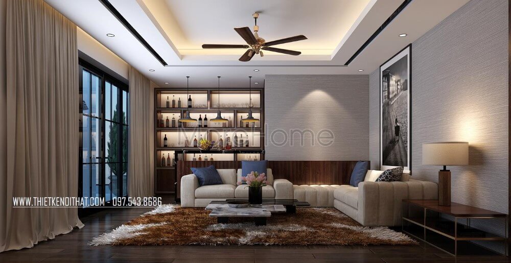 Mẫu sofa cao cấp với thiết kế tinh tế dạng góc bọc vải màu kem hiện đại, ấn tượng BST các mẫu thiết kế sofa phòng khách ưa chuộng nhất