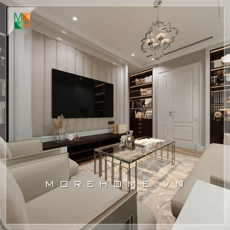 Giới thiệu mẫu sofa phòng khách đẹp cao cấp bọc nỉ màu kem sữa đẹp kết hợp với chiếc bàn kính sang trọng và đẳng cấp. Thiết kế tường treo TV rất sáng tạo ấn tượng với những chi tiết phào nổi đầy tinh tế. Kệ TV hiện đại cũng là một điểm nhấn giúp căn phòng trở nên đẳng cấp hơn. BST các mẫu thiết kế sofa phòng khách ưa chuộng nhất
