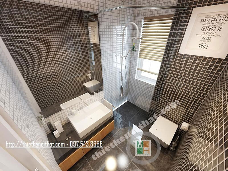Thiết kế phòng tắm với vật liệu kính cường lực tạo nên không gian phòng thoáng mát và rộng rãi hơn Thiết kế phòng tắm biệt thự