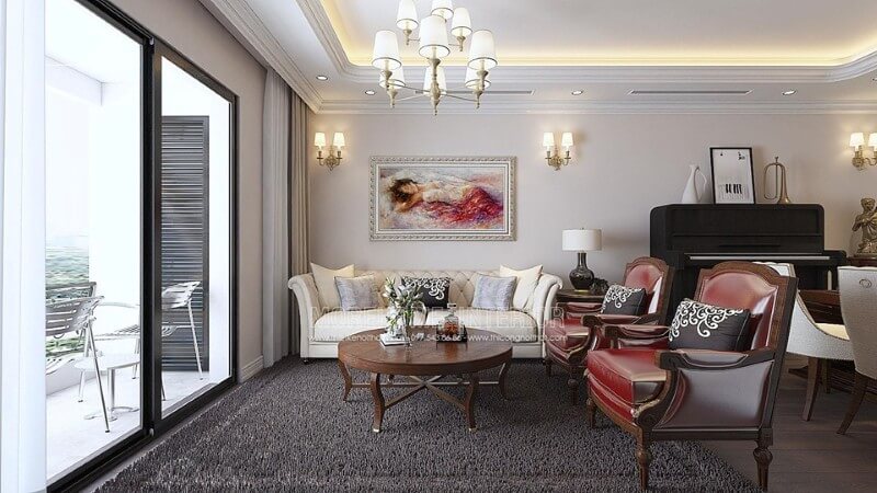 Thiết kế nội thất chung cư tân cổ điển sẽ được đẹp tinh tế từ đồ nội thất đến đồ trang trí Top các mẫu thiết kế phòng khách tân cổ điển đẹp