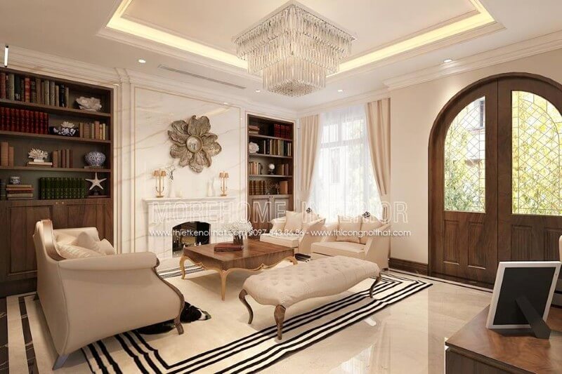 Trang trí nội thất phòng khách biệt thự cao cấp phong cách tân cổ điển sang trọng Top các mẫu thiết kế phòng khách tân cổ điển đẹp