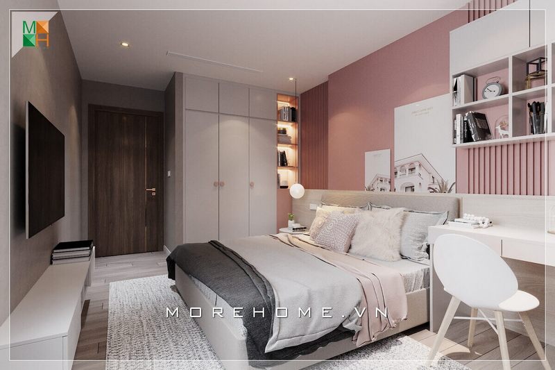 Tủ quần áo hiện đại gỗ Acrylic bóng sáng cung cấp cho căn phòng ngủ một vẻ tiện nghi hiện đại hơn.