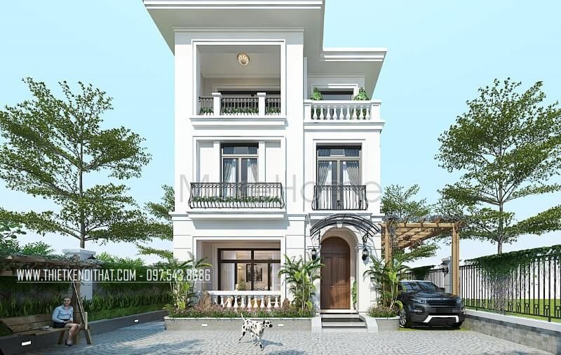 Dự án thiết kế biệt thự 3 tầng có kiến trúc hiện đại được xây dựng tại Vinhomes Greenbay Hà Nội.