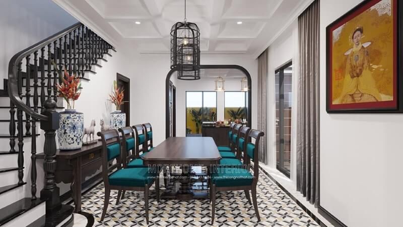 Làm cho phòng ăn trở nên đẹp với bộ bàn ghế ăn gỗ tự nhiên để tạo ra sự ấn tượng.